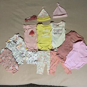 Baby Girl Spring, Summer Clothing Bundle Set. Lot of 14 pieces. Size 3-6 months